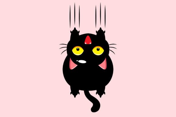 Download Cute Fat Black Cat Scratches the Wall - Scratches Collection