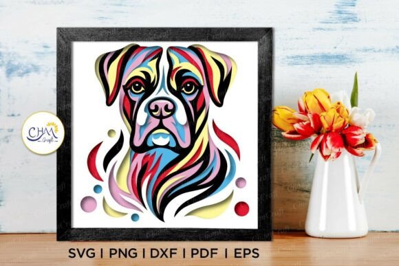 Download 3D Boxer Dog Shadow Box SVG - Boxer Collection