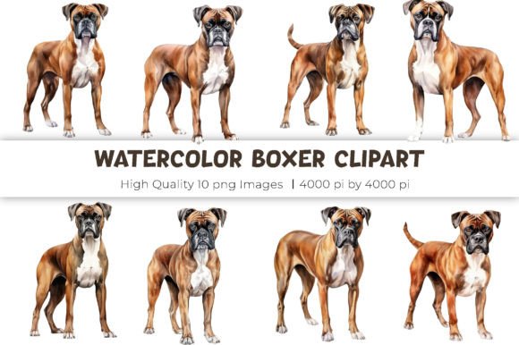 Download Watercolor Boxer Dog Clipart - Boxer Collection