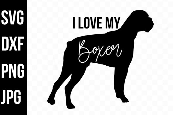 Download I Love My Boxer, Large Dog Silhouette - Boxer Collection