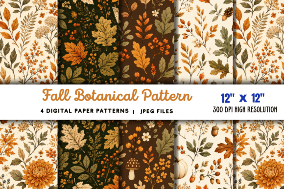 Download Fall Botanical Pattern Digital Paper 5 - Fall Collection